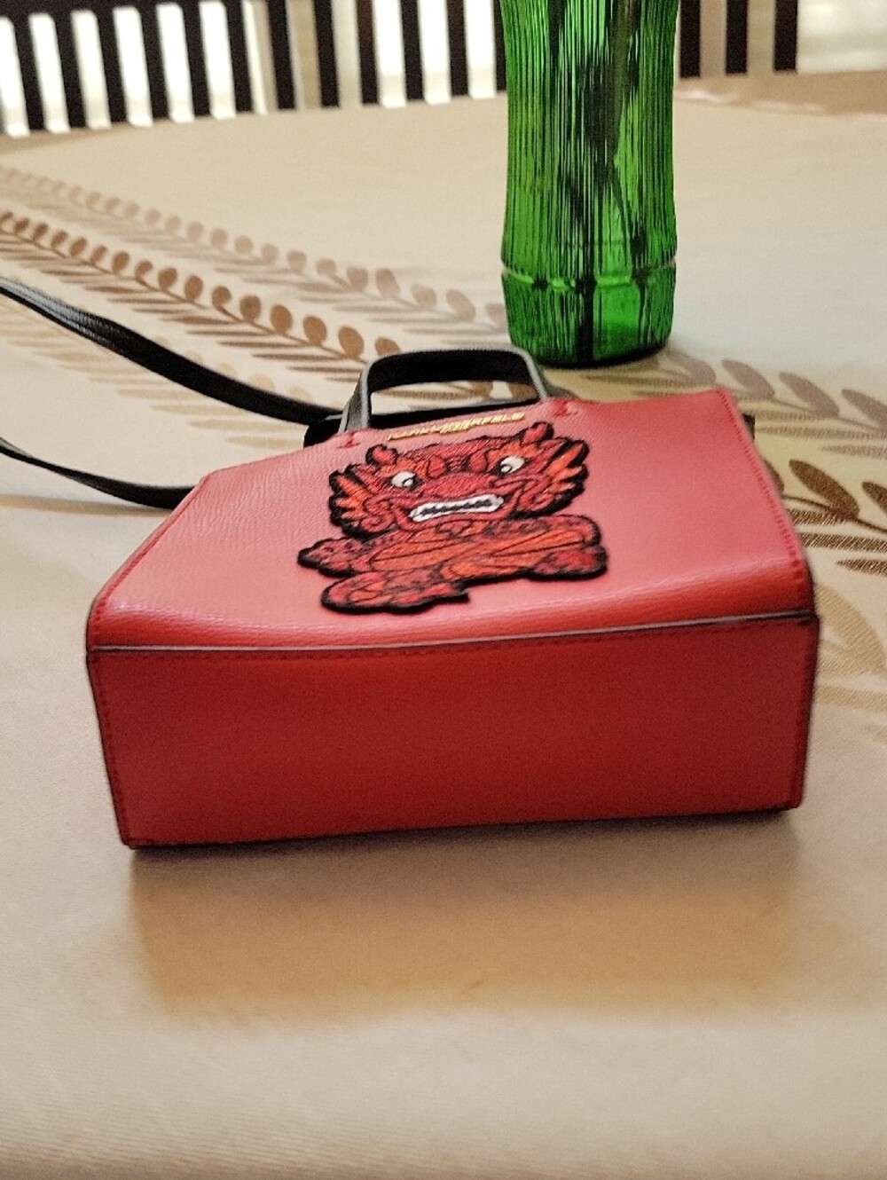 Karl Lagerfeld Red & Black Mini Crossbody Bag with Dragon Patch - Picture 7 of 8